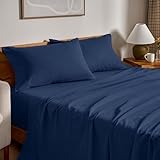 Heavyweight 100% Cotton Flannel Sheet Set Twin XL Extra Long (Twin XL, Dark Blue)