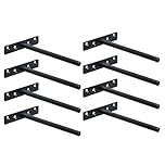 Sayayo Floating Shelf Bracket, Invisible Hidden Heavy Duty Shelf Support for Concealed Wood Shelves Wall Mounted, Metal Matte Black Finish, 8 pcs, EJY8006B-8P