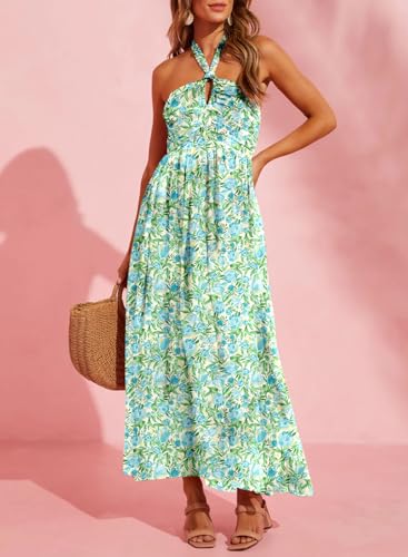 Dokotoo Women's Summer Dresses Halter Neck Sleeveless Backless Flowy A Line Boho Maxi Dress - Image 5