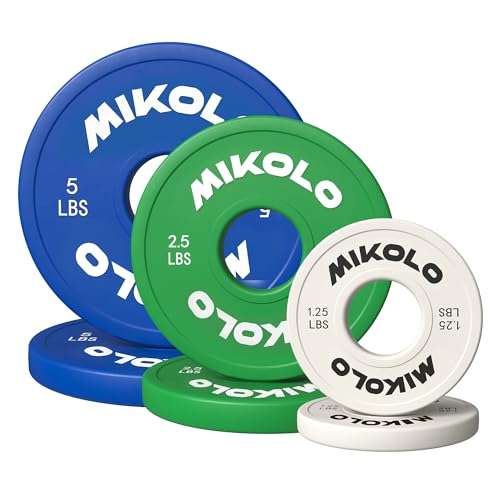 Mikolo Change Weight Plates 1.25LB 2.5LB 5LB Set Fractional Plates Set Bumper Plates for Cross Training Fit 2 Inch Barbells Strength Training Weight Plates (5LB/2.5LB/1.25LB)
