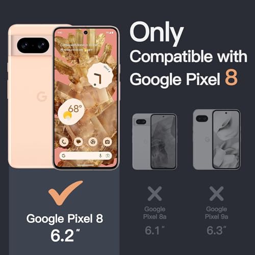 JETech Google Pixel 8 6.2-Inch Non-Yellowing Shockproof Bumper Protective Phone Cover, Anti-Scratch Hard PC Back (Clear)