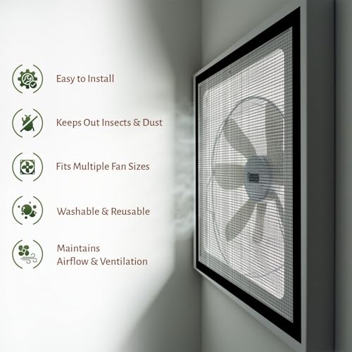 Image of TurtleGrip Mosquito Net for Bathroom, Kitchen Windows & Exhaust Fan | 120 GSM Fiberglass Mesh | Insect & Dust Barrier | Washable (Black, 50x60 cm)