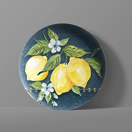 Kasen Graceful Yellow Lemon Decorative Plate Art Painting Ceramic Plate Ornament Display Plate With Display Stand For Home Office Table Decor Porcelain Plates - 8 Inches #TOP1