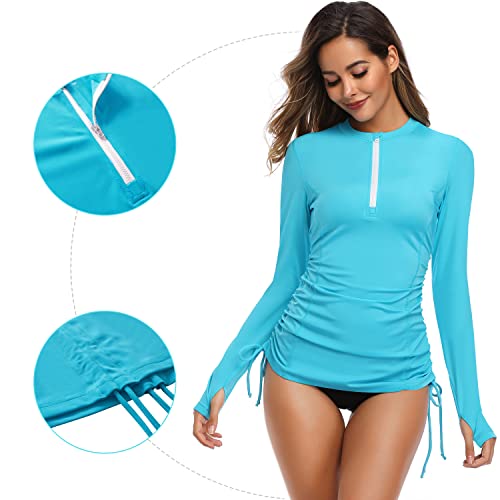 image for HISKYWIN Women's Long Sleeve UV Sun Protection Rash Guard Side Adjusta