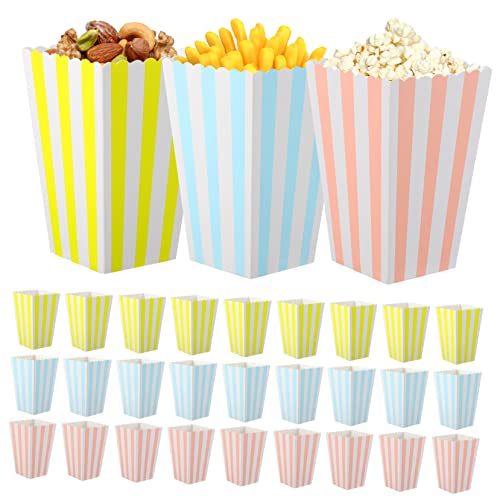 NOLITOY 60 piezas Cajas de de Rayas Coloridas Amarillas Rosas Azules Contenedores para Snacks Fiestas Cine Sociales