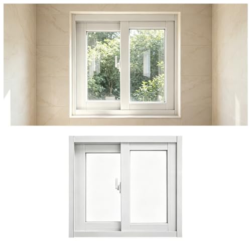 Image of Horizontal Sliding Window with Screen, Clear Glass Replacement Windows for House Shed Garage, Heavy Duty Aluminum Frame(White,20x20in(51X51CM))