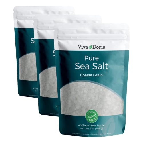 Viva Doria Pure Sea Salt, Coarse Grain, 2 lb | Ideal For Salt Grinders (Pack of 3)