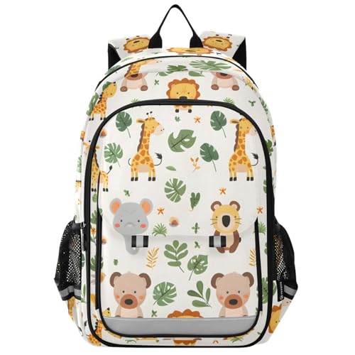 Sac à dos ordinateur portable enfants au motif jungle feuillage pour lycée et voyage décontracté