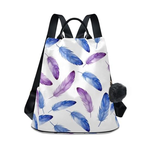Sac à dos plumes aquarelle femme avec fermeture éclair dos