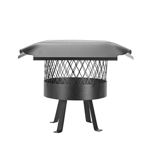 Draft King CBO811 10 Inch Diameter Single Flue Round 18 Gauge Slip-In Chimney Cover with Expanded Metal Mesh, Black Powder Coated Galvanized Steel