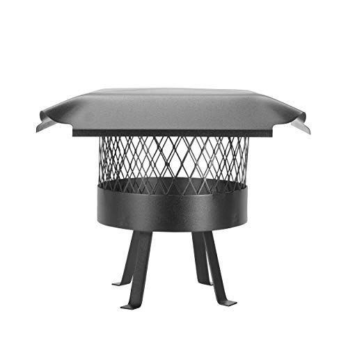 Round Slip-In Chimney Cover - 10-Inch Diameter Galvanized Steel Chimney Cap, Single Flue Chimney Cover, Chimney Vent Cap with 3/4" Metal Mesh, Black Powder Coated Chimney Flue Cover (by Draft King) by HY-C - Used condition - US$74.85