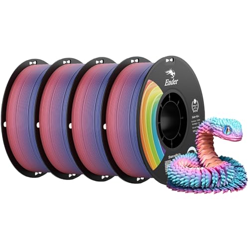 Creality 3D Printer Filament 4KG, Rainbow PLA+ Filament 1.75mm, Multicolor PLA Plus Strong Toughness Dimensional Accuracy +/- 0.03mm, PLA Pro for Most 3D Printer, 1KG Spool(2.2lbs)