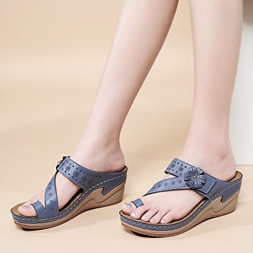 Fudynmalc Wedge Sandals For Women Comfortable Cushion Footbed Orthopedic Sandals Adjustable Hook Loop Dressy Summer Wedges Bunions Shoes #TOP6