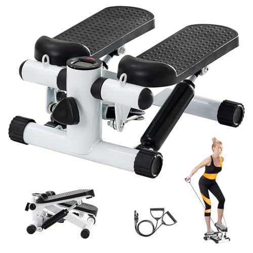 Joxir Steppers for Exercise at Home, Mini Stepper with Resistance Bands, Portable Stair Stepper for Home, Smooth and Quiet, Hydraulic Fitness Stair Stepper with LCD Monitor