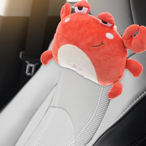 KOCKSHION 車用ネックピロー 蟹形ぬいぐるみヘッドレスト 快適サポート 疲労軽減 カー装飾 かわいい四季対応カーインテリアクッション