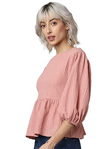 Image of ONLY Women's Cotton Solid Regular Fit T-Shirt