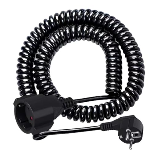 Frogetu Cable de Extensión Schuko,Prolongador Cable Electrico,Cable Espiral 3 x 1,0 mm²,Cable en Espiral de Contacto de Protección Extensible
