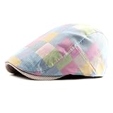 meioro Men's Striped Plaid Newsboy Hat Adjustable Colorful Flat Cap Gatsby Cabbie Driving Hats for Men Women(Modern, Light Blue)