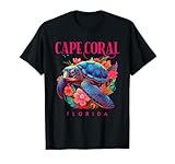Cape Coral Florida Floral Beach Turtle Souvenir T-Shirt