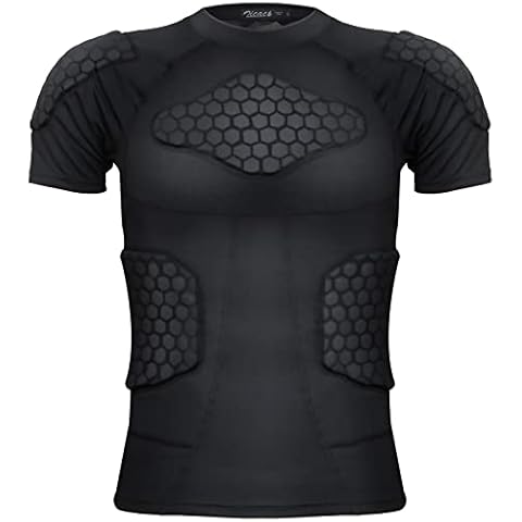 Zicac Men's Sports Shock Rash Guard Compression Padded Shirt Soccer Basketball Protective Gear Chest Rib Guards Cover