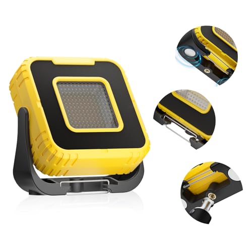 COPPA Luz de Trabajo, 3000mAh Recargable Portátil Lámparas Inspección con Regulable 3 Colores Luz y Estroboscópica Roja SOS Magnético Portátil Linterna Taller para Senderismo Work Reparación Garajes