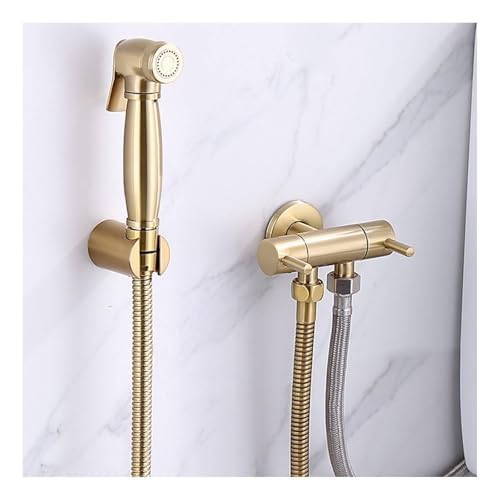 Ducha bidet para WC en oro cepillado de latón con control dual y manguera de 1,5m 2