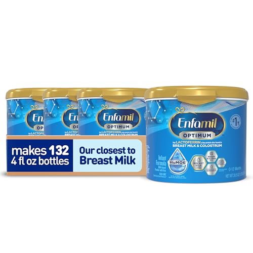 Image of Enfamil Optimum (Enspire), Our Closest Formula to Breast Milk, Immune-Supporting Lactoferrin and Brain-Supporting DHA Baby Formula, 20.5 Oz, Pack of 4