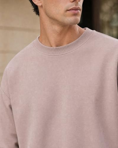Image of Nobero Oversized Sweatshirts for Man Stylish Crew Neck | 280 GSM Rich Cotton Fleece Solid Oversized Fit Full Sleeve Sweatshirt for Men | Stylish Casual Wear Winter Sweatshirt for Men