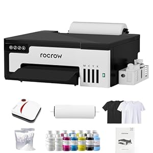 A4 L8058 DTF Printer Bundle, XP600 DTF Printer Machine with Handheld Heat Press for DIY T Shirt Printing, White Ink Mixing, Auto Cleaning for DIY & Custom Printing, Auto Curing, L8