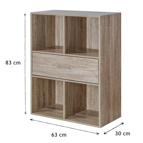 Casme Mobile a 4 Scomparti, Decorazione Rovere