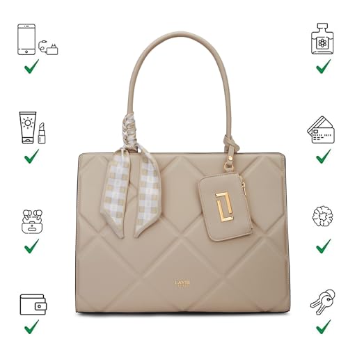Image of Lavie Luxe Women's Quare26 Extra Large Laptop Satchel Bag | Upto 14 Inch | Satchel Handbag for Work | Ladies Purse | Stylish Shoulder Bag | Gift for Women