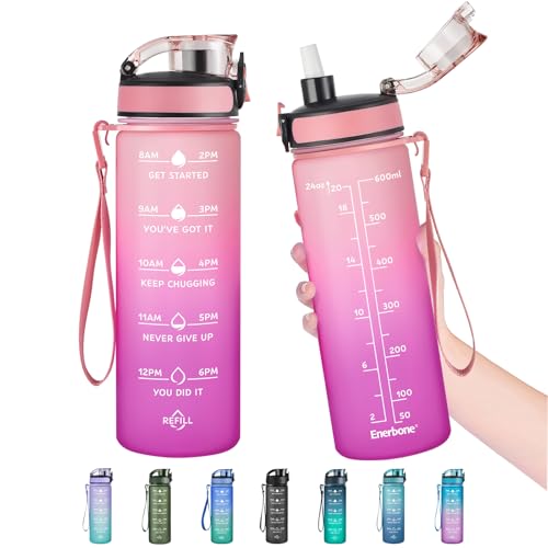 Image of Enerbone 24 oz Water Bottle, Leakproof BPA & Toxic Free, Motivational Water Bottle with Times to Drink and Straw, Fitness Sports Water Bottle with Strap for Office, Gym, Outdoor Sports