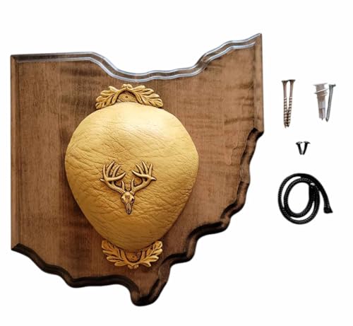 Whitetail Deer Antler Mounting Kit, Solid Wood Plaque, Includes All Mounting Hardware (Walnut Finish Ohio)