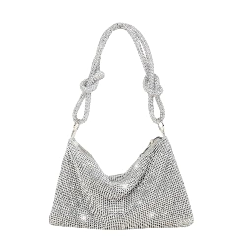 LOOK N LOCK Rhinestone Crystal Evening Clutch Bag, Occasions For Women & Girls Wedding Purses, Bling Bridal Night, Cross Body Sparkling Glitter Handbag With Shiny Golden Shoulder For Party-image-13