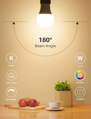 Image of Lepro A19 E26 Dimmable LED Light Bulbs 14W 1500 Lumen Soft White 6 Pack | Brightness Adjustable,100W equivalent,Home lighting upgrade,Energy saving,80 CRI,Living room,Bedroom,Kitchen,Dinning room