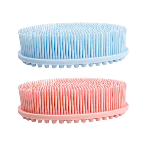 2 cepillos corporales de silicona, exfoliante corporal, cepillo de ducha exfoliante, cepillo de ducha de silicona, limpiador corporal, limpieza profunda