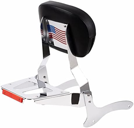 Gamyipp Powersports Sissy Bar with Backrest Flag Pattern Luggage Rack for Yamaha Vstar 1100 XVS 1100 Classic Custom 1998 to 2016 (Silver)