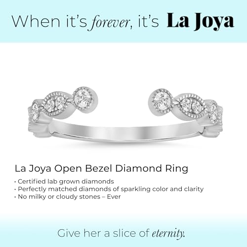 La Joya 1/10-1/4 CT TW Certified Lab Grown Open Diamond Ring Bands | Solid 10k White Gold Diamond Wedding Band Ring | Sparkling GH VS/SI Diamond Ring for Women3