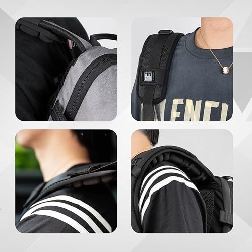 Image of LITEWEIGH AIRBAG Shoulder Strap Pad | Ergonomic, Air Suspension Technology | Reduce Shoulder Strain by 30% | Adjustable Anti-Skid Design | Perfect for Backpacks, Cameras & More |34cm| Pack Of 1(Black)