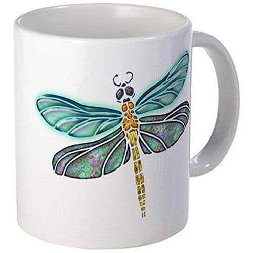 BALAJITRADE 11oz Mug Glowing Stained Glass and Abalone Shell Dragonfly - Ceramic Coffee/Tea Printed Coffee and Tea Ceramic Mug- 320 ML Ceramic Coffee Mug 2820