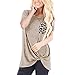 Produktbild iHENGH Damen Top Bluse Lässig Mode T-Shirt Frühling Sommer Bequem Blusen Frauen Casual Leopard Kurzarm O Hals Bluse Twist Geknotete Tops T-Shirt(Khaki, L)