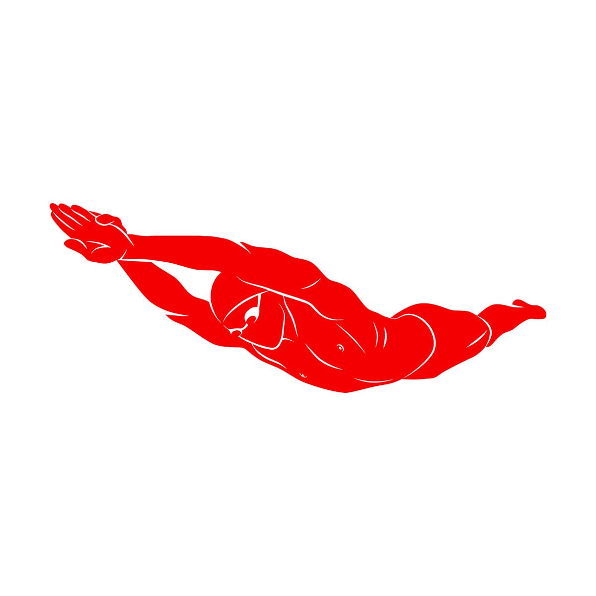 Wall Stickers Swimmer Swimming Pool Water Sports 47.3x133.1cm Personalized Customization Extra Large red