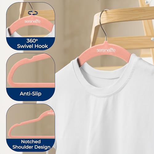 Image of SereneLife Velvet Hangers - 200 Pack, Slim & Space Saving for Closets
