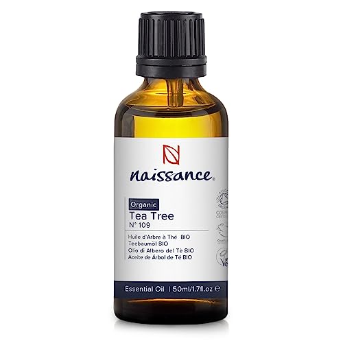 Naissance Aceite Esencial Árbol de Té Puro BIO (No. 109) 50ml - Certificado Ecológico Puro, Aromaterapia Natural - Cuero Cabelludo, Uñas - No Diluido Para Quemador, Humificador, Difusor, Masajes