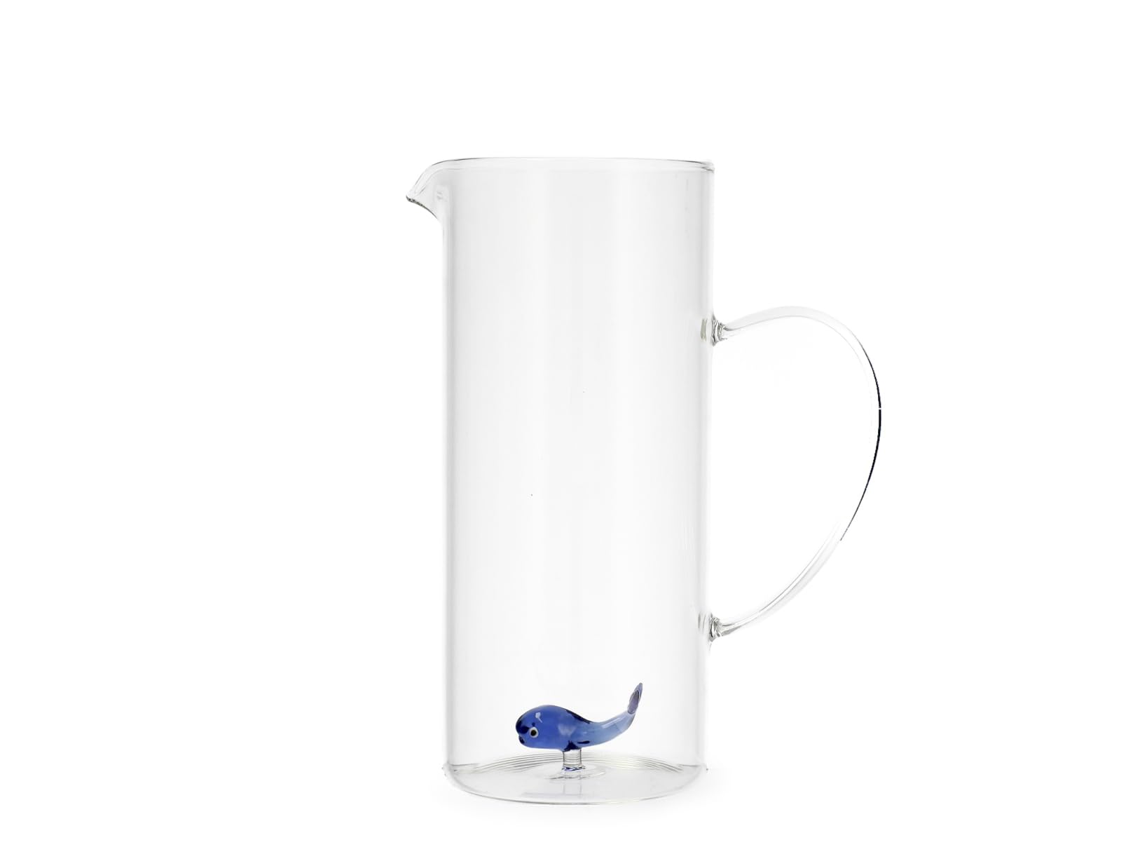 H&H Caraffa in Vetro Borosilicato 1,5 L con Balena Blu Decorativa Interna, Caraffa Trasparente Design Marino, Lavastoviglie, Idea Regalo, Bomboniera