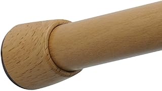 iDesign Shower Curtain Rail, Short Expandable Tension Rod with Natural Bamboo Finish, No Drilling Required, 66-107 cm