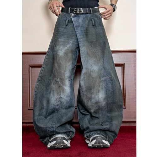 Mens Jeans Wide Leg Baggy Loose Fit Y2K Streetwear Hip Hop Barrel Jeans Denim Pants2