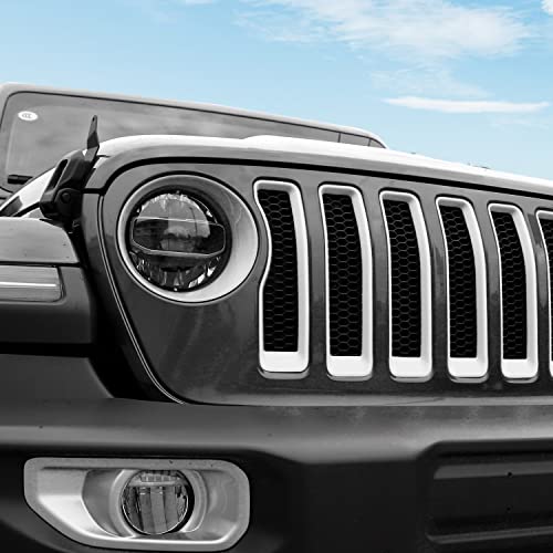 Image of CheroCar for JL Mesh Grille Grill Insert & Headlight Turn Light Cover Trim Exterior Accessories for Jeep Wrangler JL JLU 2018-2026 & Gladiator JT 2020-2026