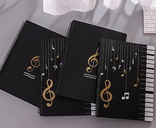 Worfey Sheet Music Folder,Paper Documents Storage Folder,Test Paper Collection Booklet .Spiral-Bound A4 Size，30 Sleeves, 60Pages (Piano Keys) #TOP2