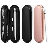iMangoo Hard Shockproof Pencil Pouch Zipper EVA Carrying Case for Apple Pencil Pro USB C 1st 2nd Gen Pen Protective Holder for iPad/iPencil Stylus Tip Cap Cable Accessories,2 Pack (Rose Gold/Black)